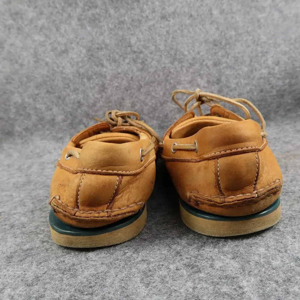 Timberland Boat Shoes Mens 9 Leather Casual Moc Toe Two Eye Brown Retro Classic